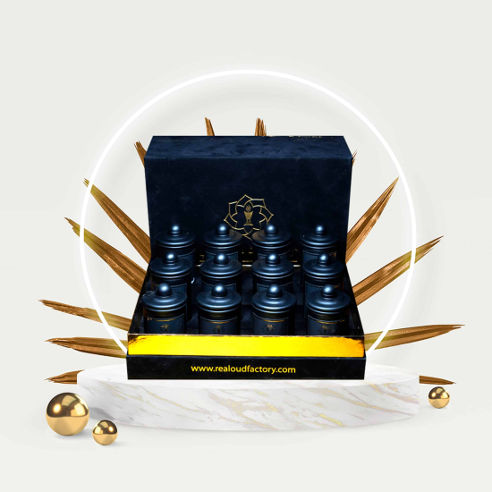 Real Oud Factory Gift Set Muattar 12 Jar Velvet Box